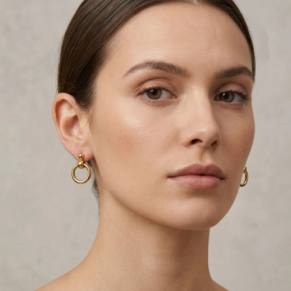 Calastara Minimalist Bold Circle Drop Hoop Earrings for Women