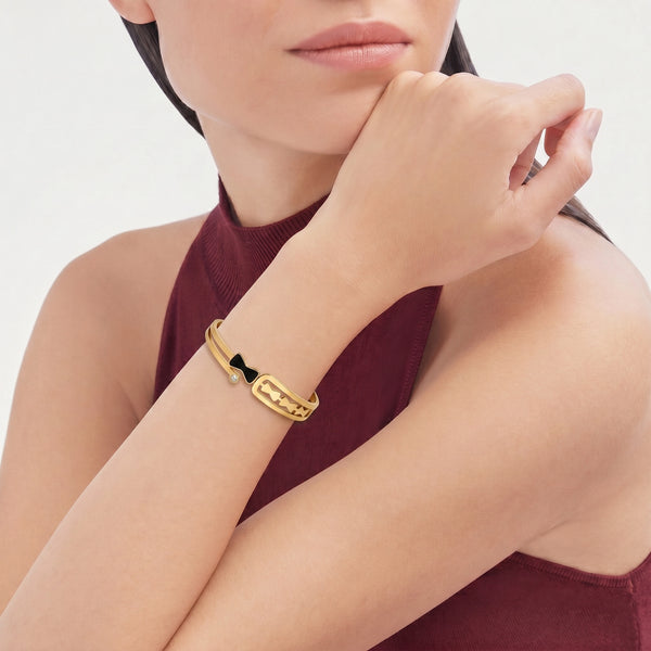 Calastara Noir Bow Gold Bracelet for Women