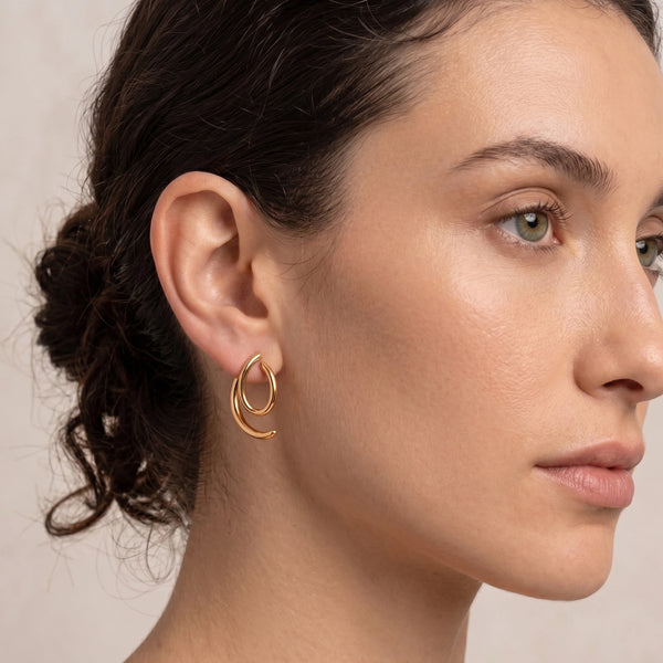 Calastara Luna Double Hoop Gold Earrings for Women