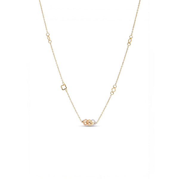 Calastara Tri-Tone Interlocking Clover Station Chain Necklace for Women